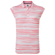 Polo Cap Sleeve Watercolour Print Lisle White Pink