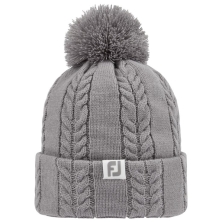Bonnet Cable Knit Bobble Grey