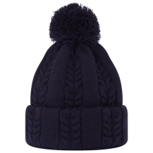 Bonnet Cable Knit Bobble Navy