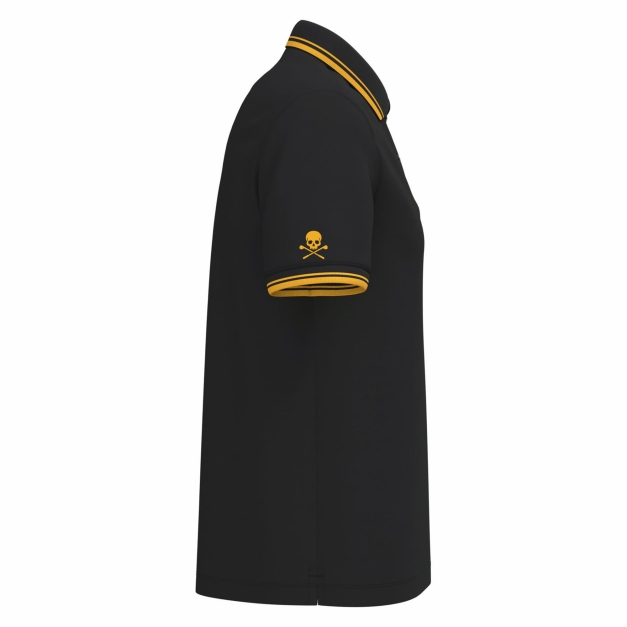 Polo golf homme Noir liserés Jaune