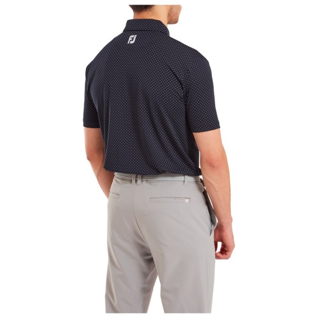 Polo Stretch Lisle Dot Print Navy With White