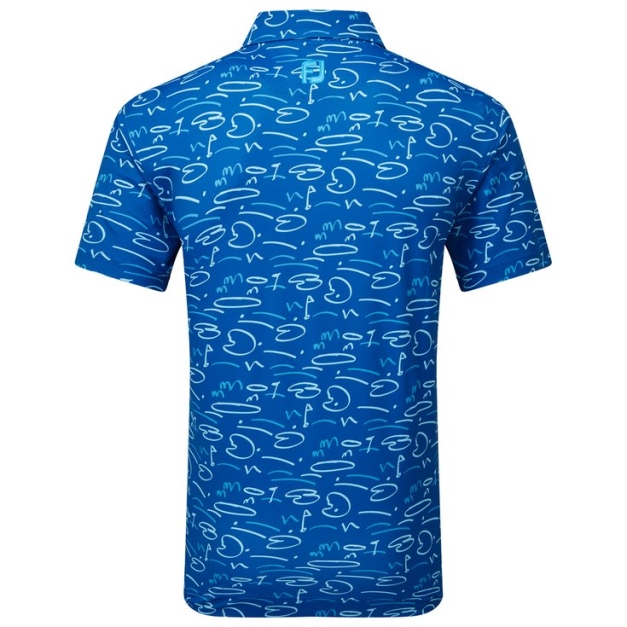 Polo Golf Course Doodle Pique Deep Blue