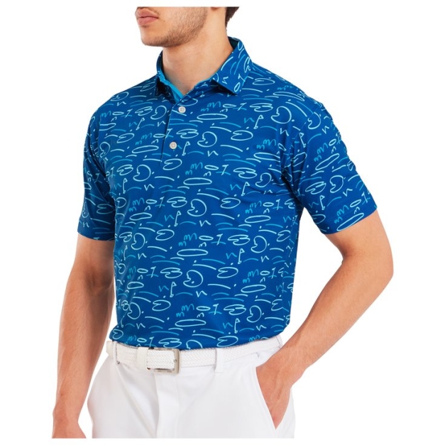 Polo Golf Course Doodle Pique Deep Blue