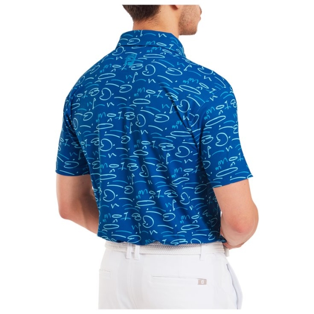 Polo Golf Course Doodle Pique Deep Blue