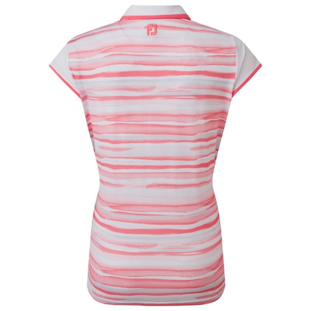 Polo Cap Sleeve Colour Block Lisle Coral White