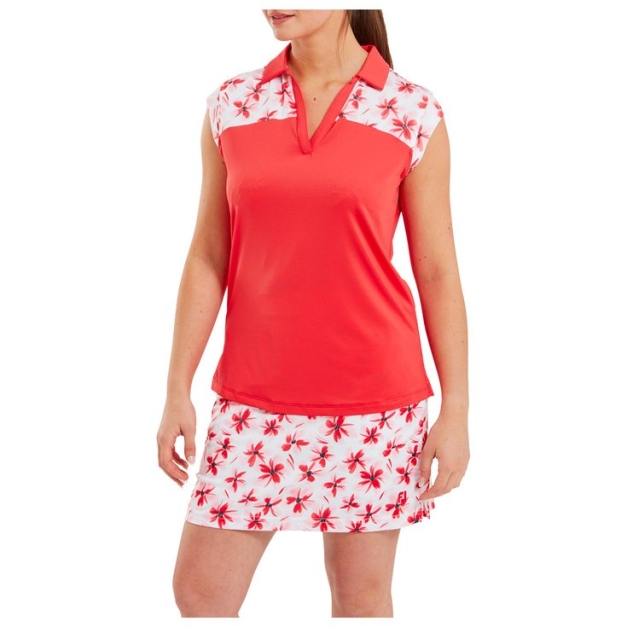 Polo Blocked Floral Print Lisle W Red