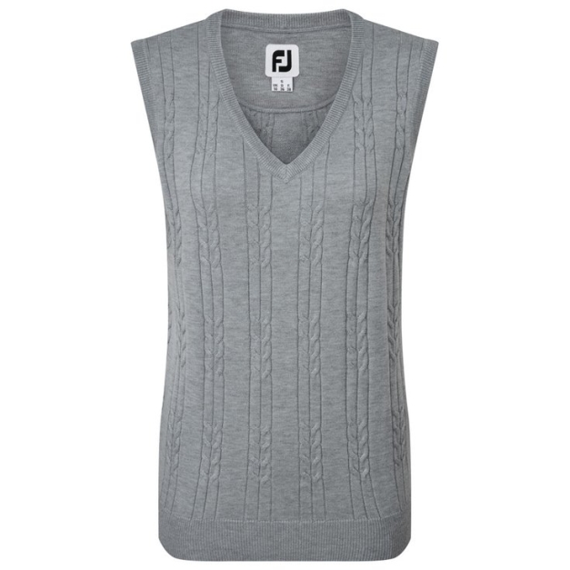 Pull Wool Blend Cable Knit V-Neck Vest Gre