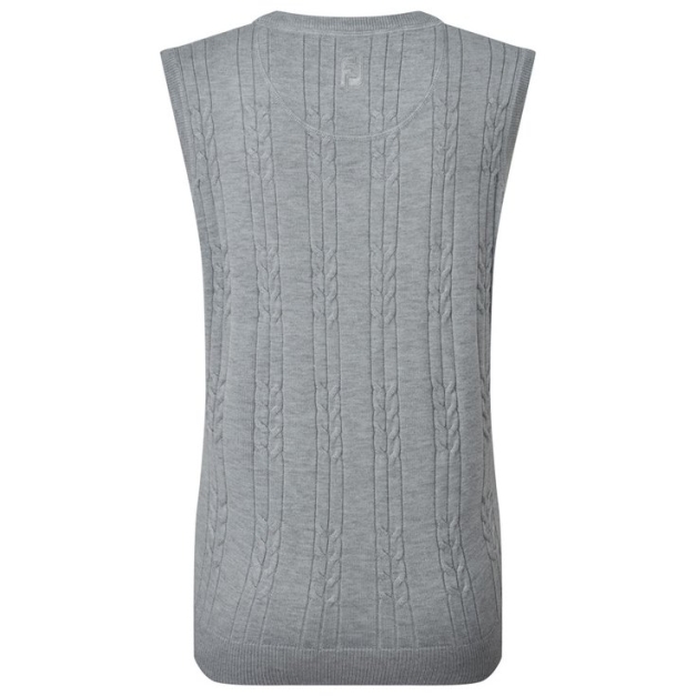 Pull Wool Blend Cable Knit V-Neck Vest Gre