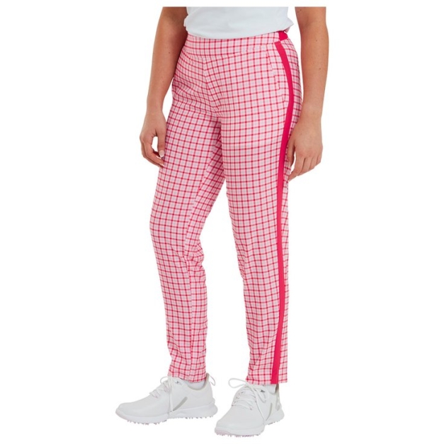 Pantalon Gingham Lightweight Cropped W Pink Red