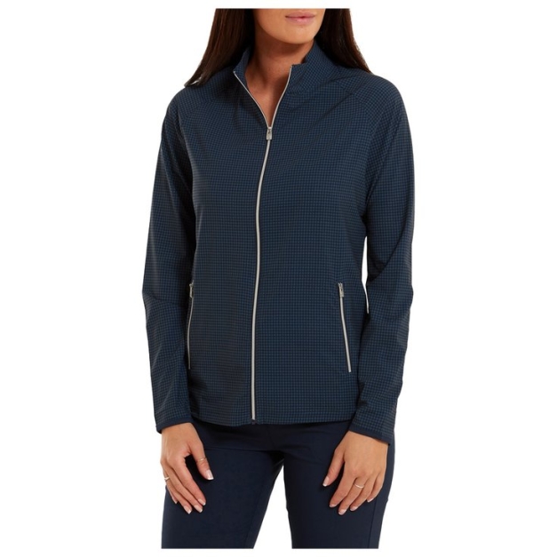 Veste Houndstooth Print Woven Jacket Navy