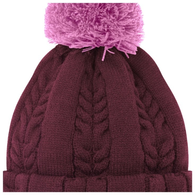 Bonnet Cable Knit Bobble Frog Pink