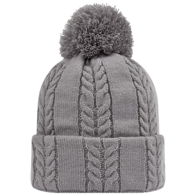 Bonnet Cable Knit Bobble Grey