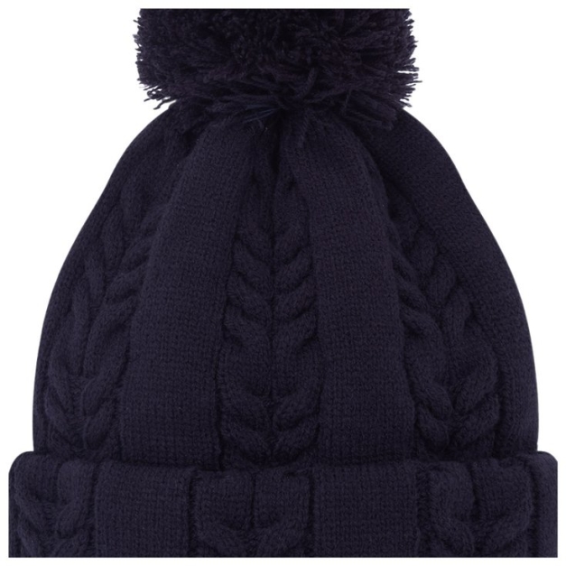 Bonnet Cable Knit Bobble Navy
