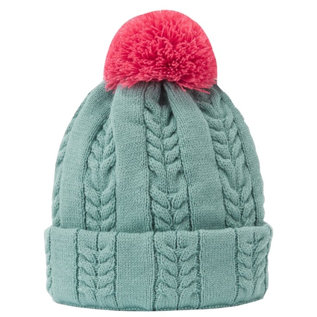 Bonnet Cable Knit Bobble Sage Peach