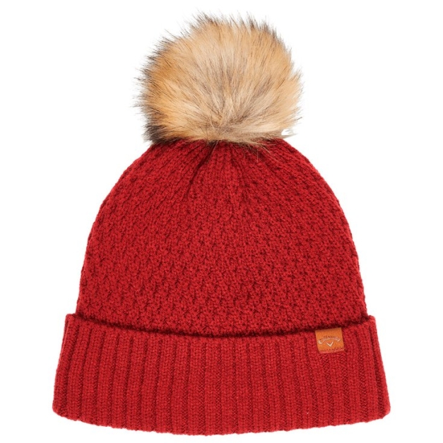 Bonnet Ladies Pom Pom Beanie Red