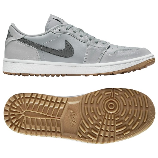 Chaussures sans crampons Air Jordan 1 Low G Wolf Grey Iron Grey White Gum Medium Brown