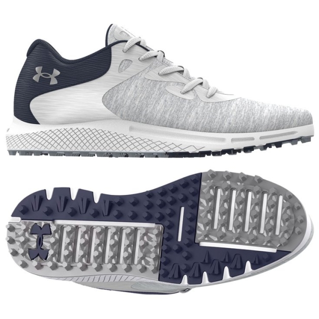 Chaussures sans crampons Women Charged Breathe2 Knit Spikeless Halo Gray Midnight Navy Metal