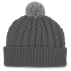 Bonnet Cable Knit Pom Pom Grey White