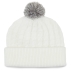 Bonnet Cable Knit Pom Pom White Grey